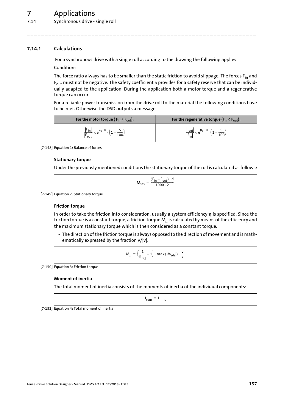 1 calculations, 7applications | Lenze DSD User Manual | Page 157 / 496