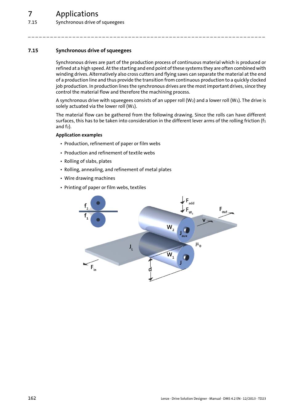 15 synchronous drive of squeegees, Synchronous drive of squeegees, 7applications | Lenze DSD User Manual | Page 162 / 496