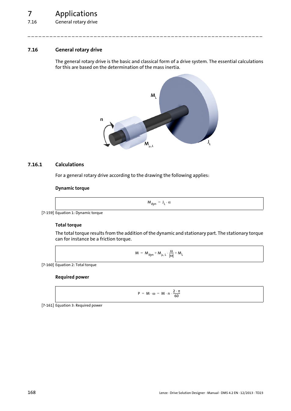 16 general rotary drive, 1 calculations, General rotary drive | 7applications | Lenze DSD User Manual | Page 168 / 496