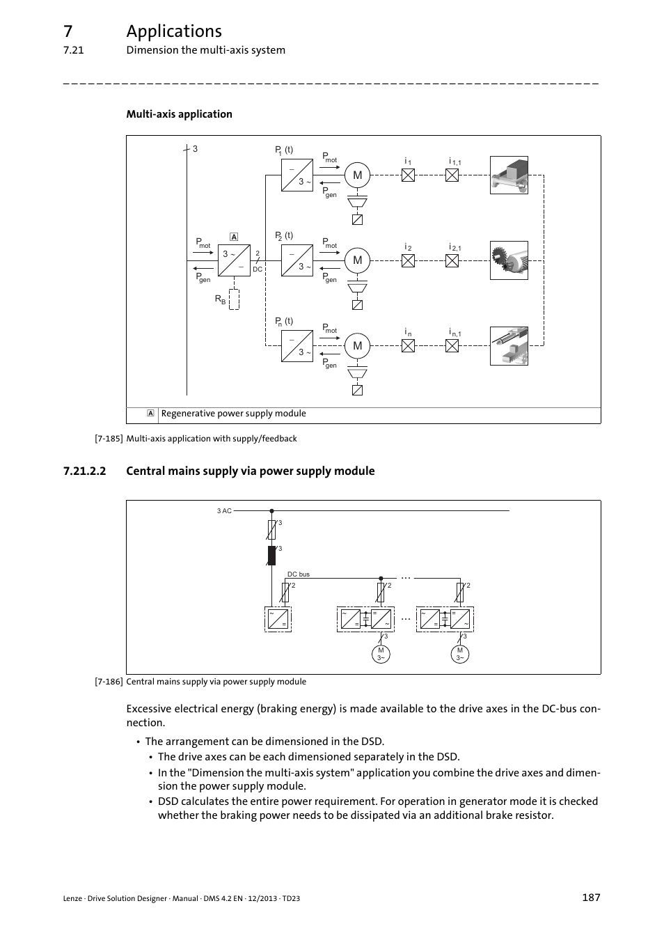 2 central mains supply via power supply module, 7applications | Lenze DSD User Manual | Page 187 / 496