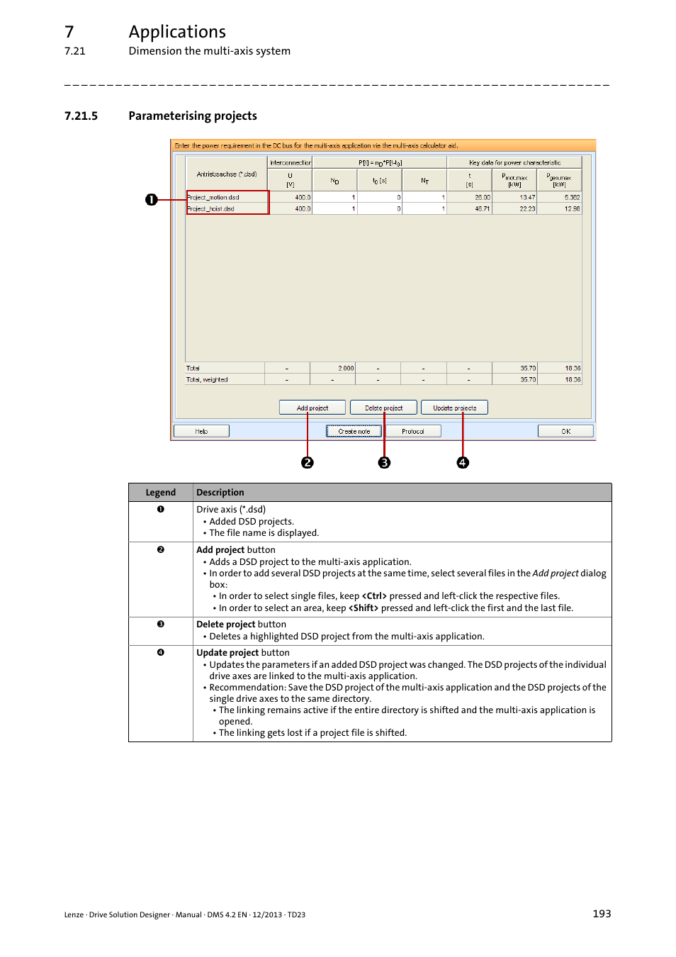 5 parameterising projects, 7applications | Lenze DSD User Manual | Page 193 / 496