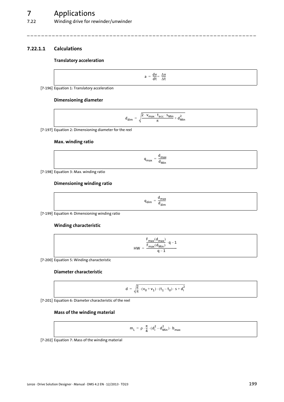 1 calculations, 7applications | Lenze DSD User Manual | Page 199 / 496