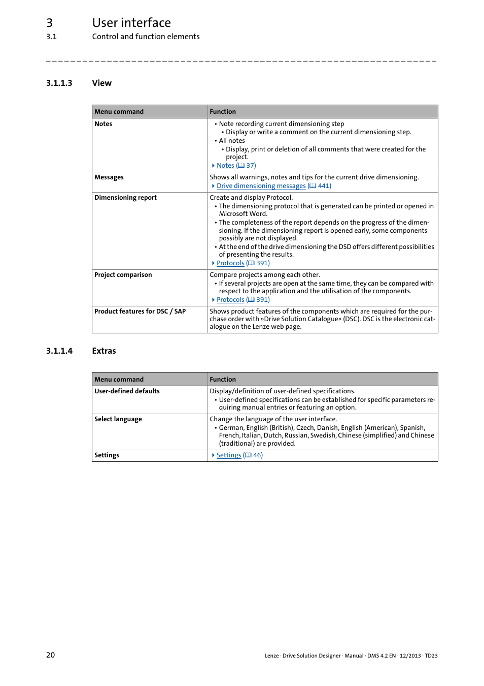 3 view, 4 extras, 3user interface | Lenze DSD User Manual | Page 20 / 496