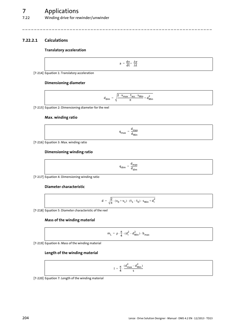 1 calculations, 7applications | Lenze DSD User Manual | Page 204 / 496