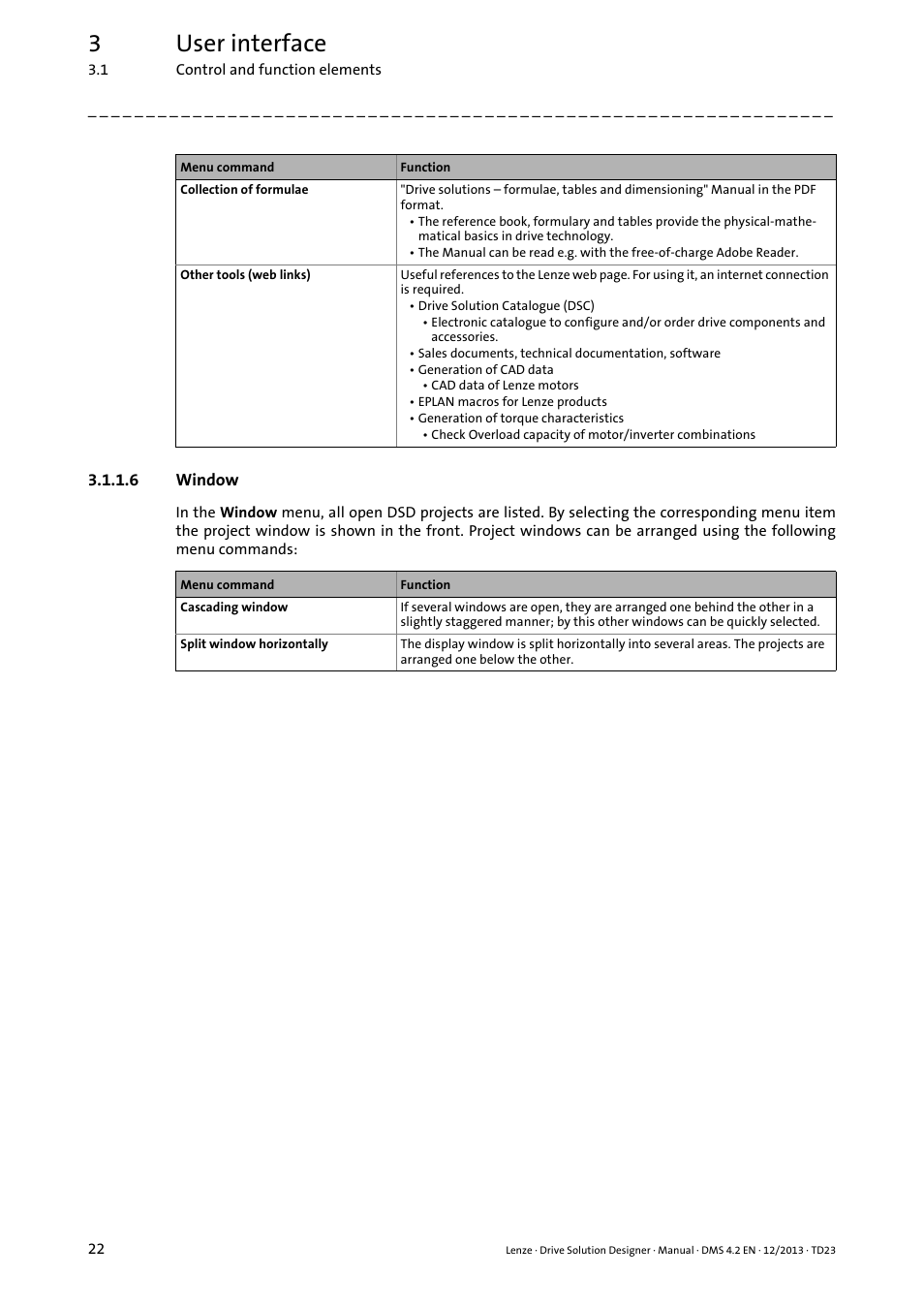 6 window, 3user interface | Lenze DSD User Manual | Page 22 / 496