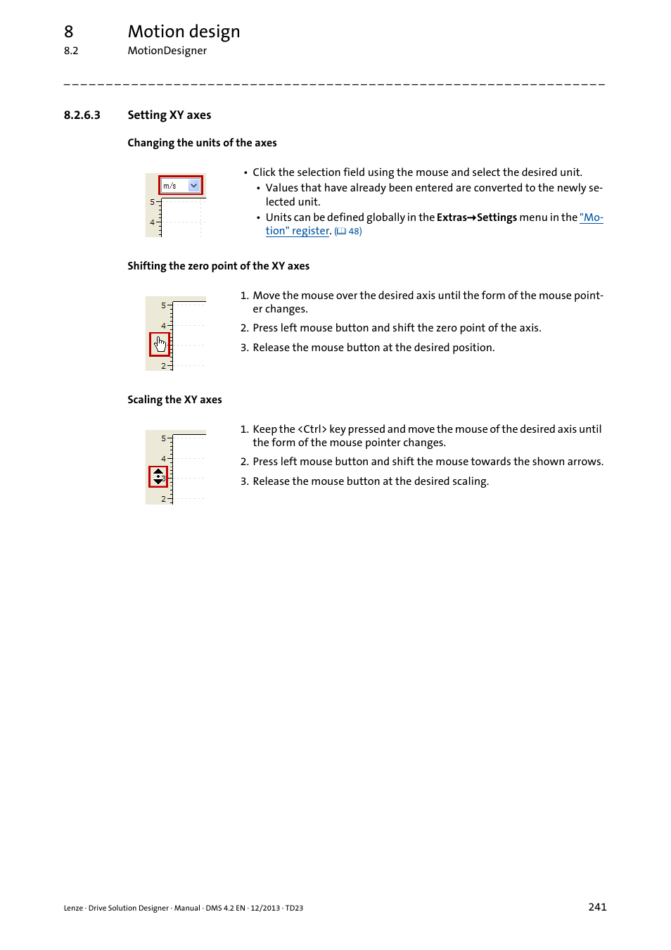 3 setting xy axes, Setting xy axes ( 241), 8motion design | Lenze DSD User Manual | Page 241 / 496