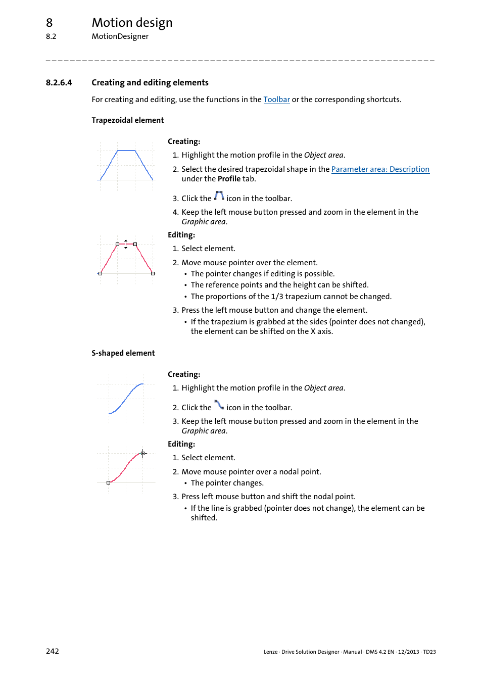 4 creating and editing elements, Creating and editing elements ( 242), 8motion design | Lenze DSD User Manual | Page 242 / 496
