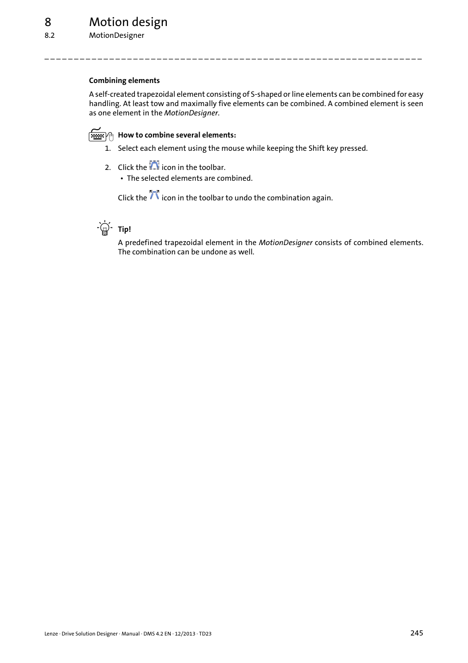 Combining elements ( 245), 8motion design | Lenze DSD User Manual | Page 245 / 496
