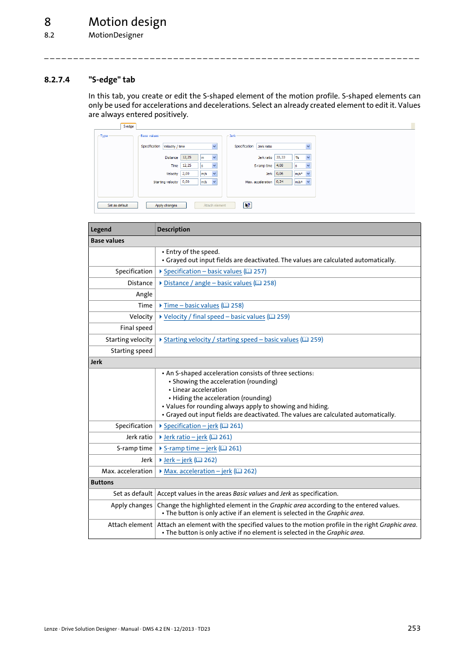 4 "s-edge" tab, S-edge" tab ( 253), 8motion design | Lenze DSD User Manual | Page 253 / 496