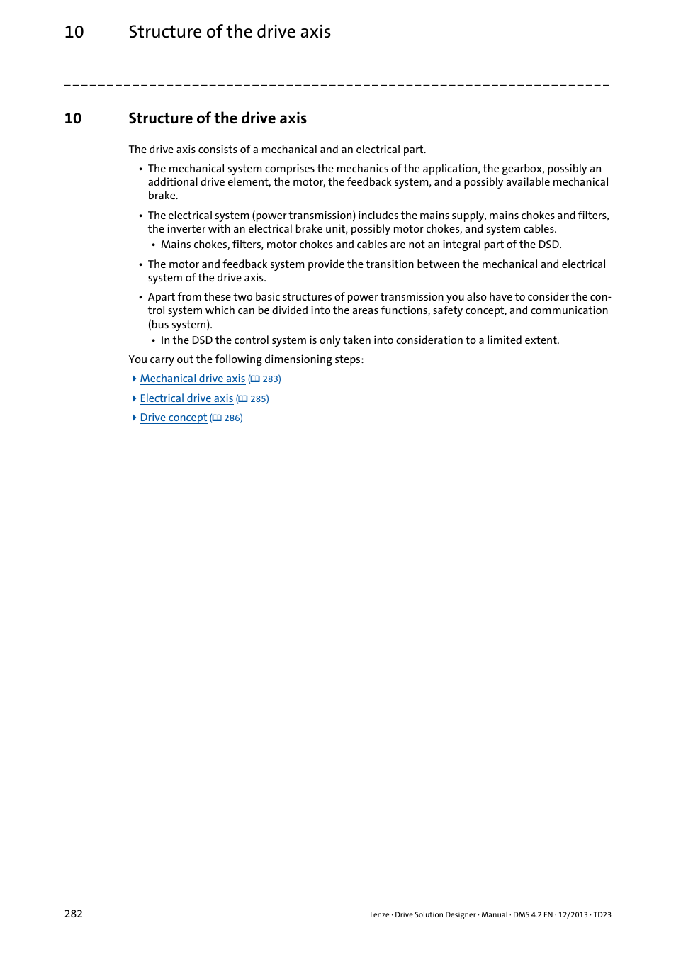 10 structure of the drive axis, Structure of the drive axis, Apter | Lenze DSD User Manual | Page 282 / 496