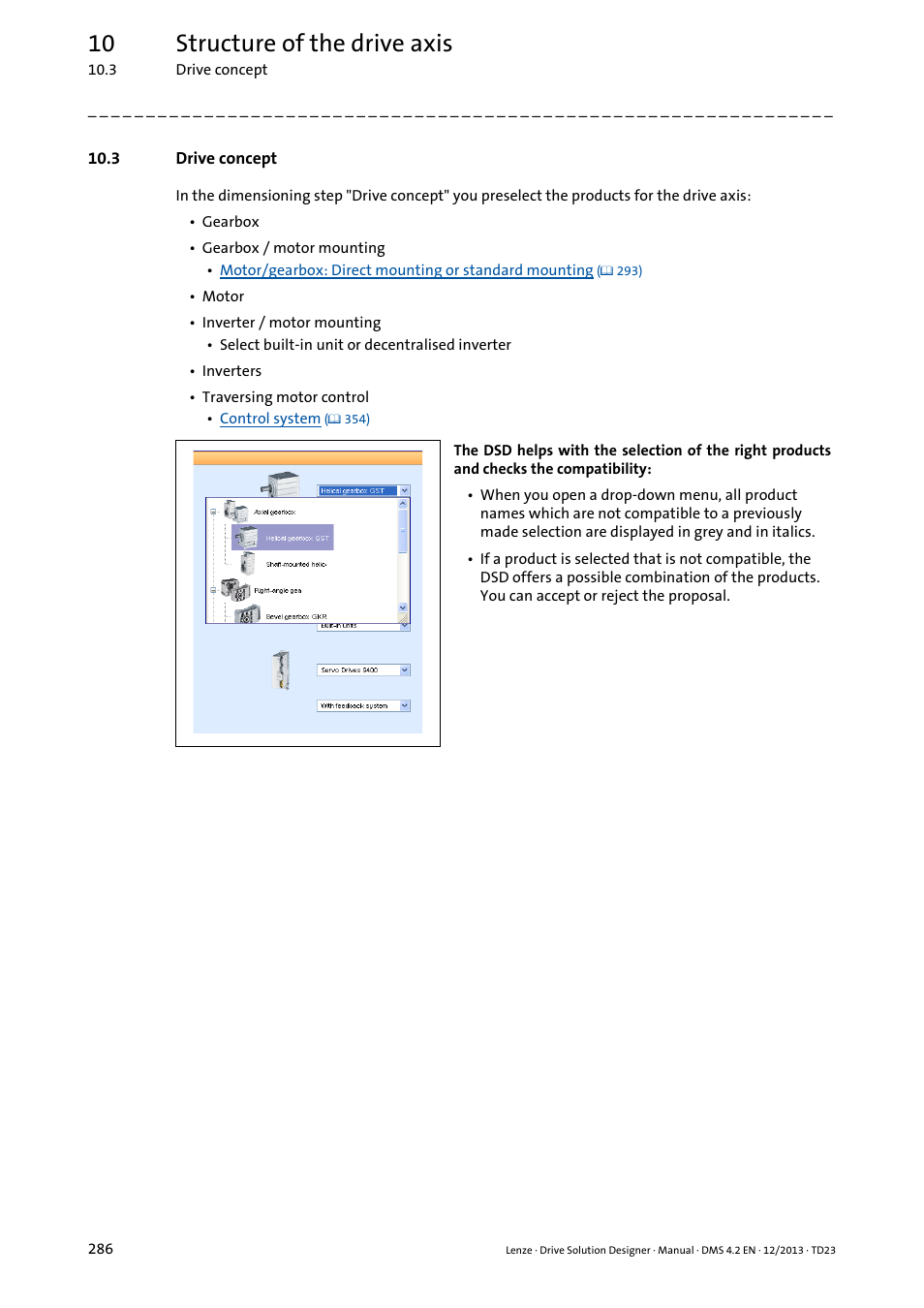 3 drive concept, Drive concept, 10 structure of the drive axis | Lenze DSD User Manual | Page 286 / 496