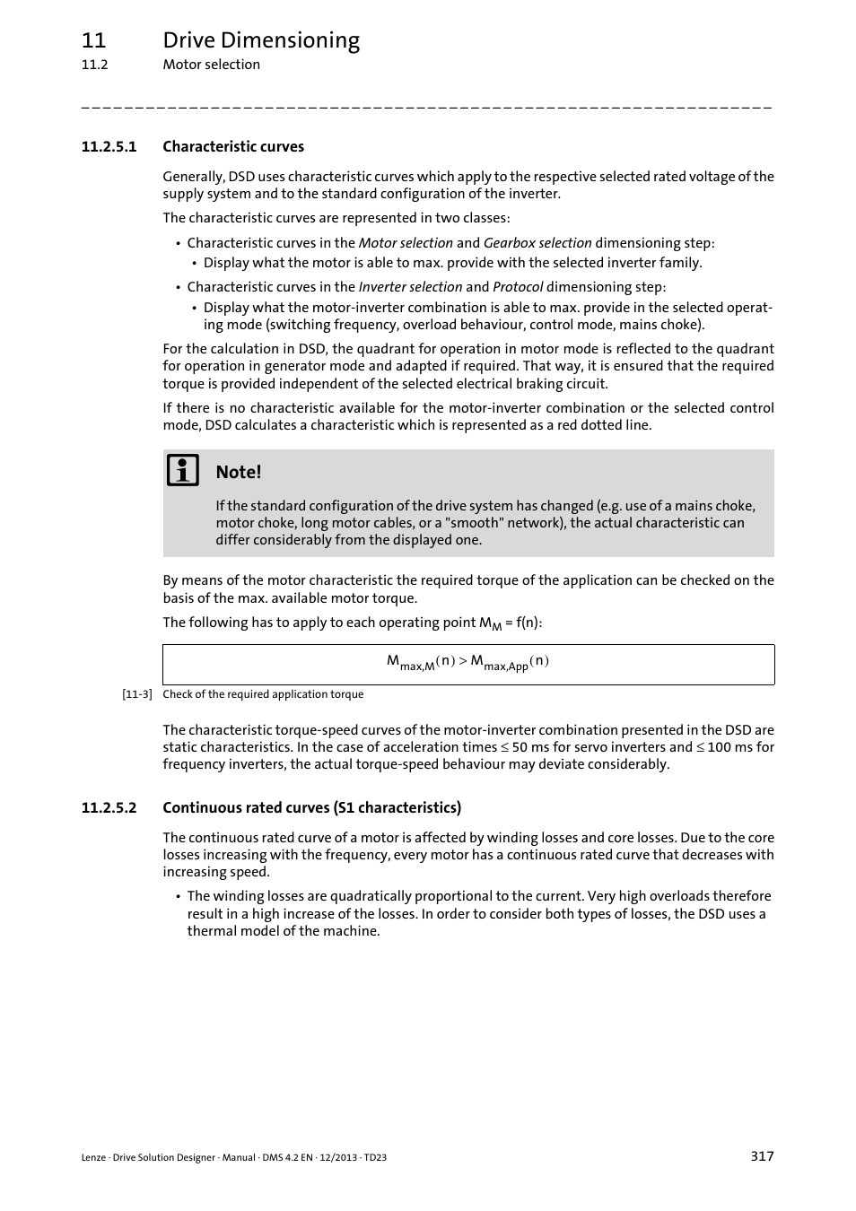 1 characteristic curves, 2 continuous rated curves (s1 characteristics), 11 drive dimensioning | Lenze DSD User Manual | Page 317 / 496