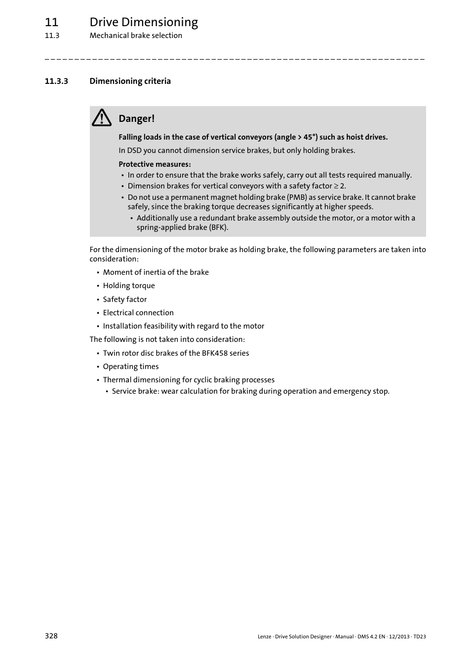 3 dimensioning criteria, 11 drive dimensioning | Lenze DSD User Manual | Page 328 / 496