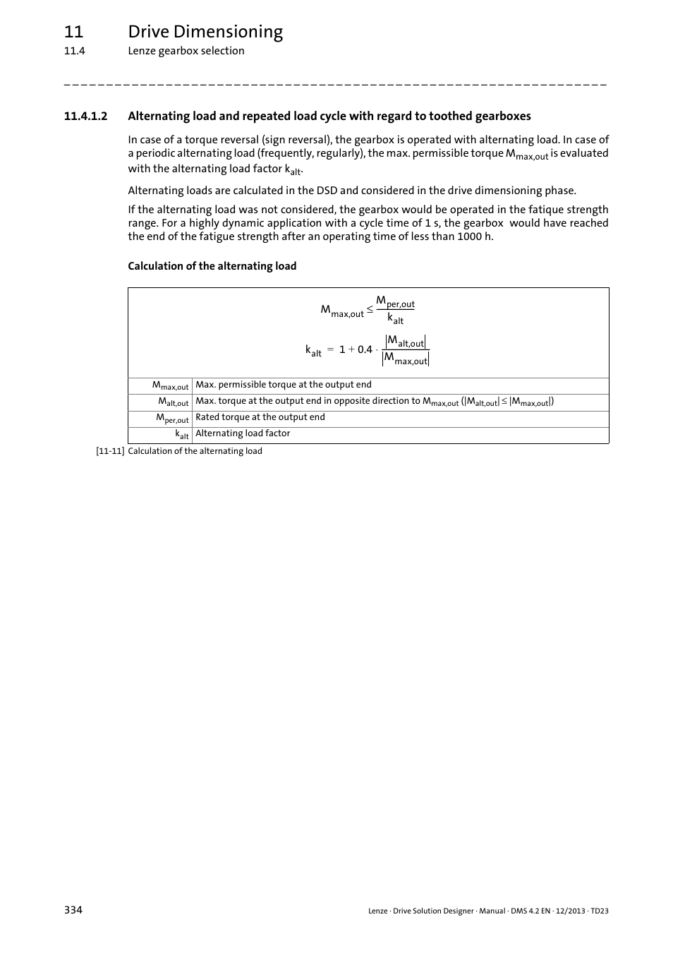 11 drive dimensioning | Lenze DSD User Manual | Page 334 / 496