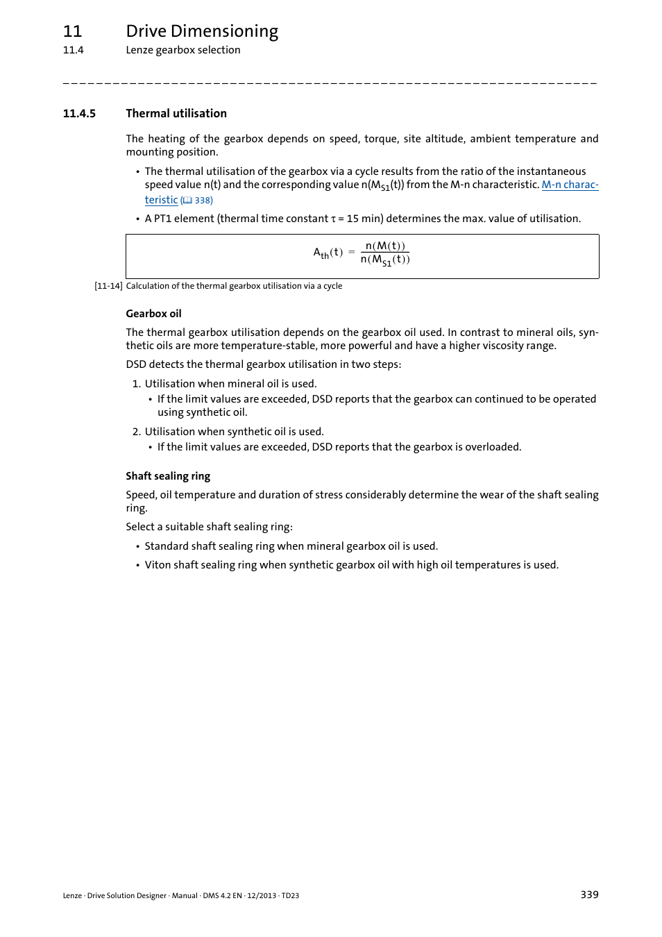 5 thermal utilisation, 11 drive dimensioning | Lenze DSD User Manual | Page 339 / 496
