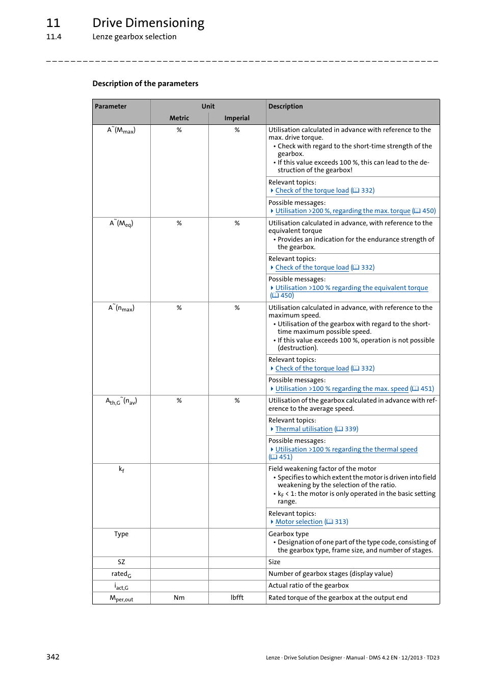 11 drive dimensioning | Lenze DSD User Manual | Page 342 / 496