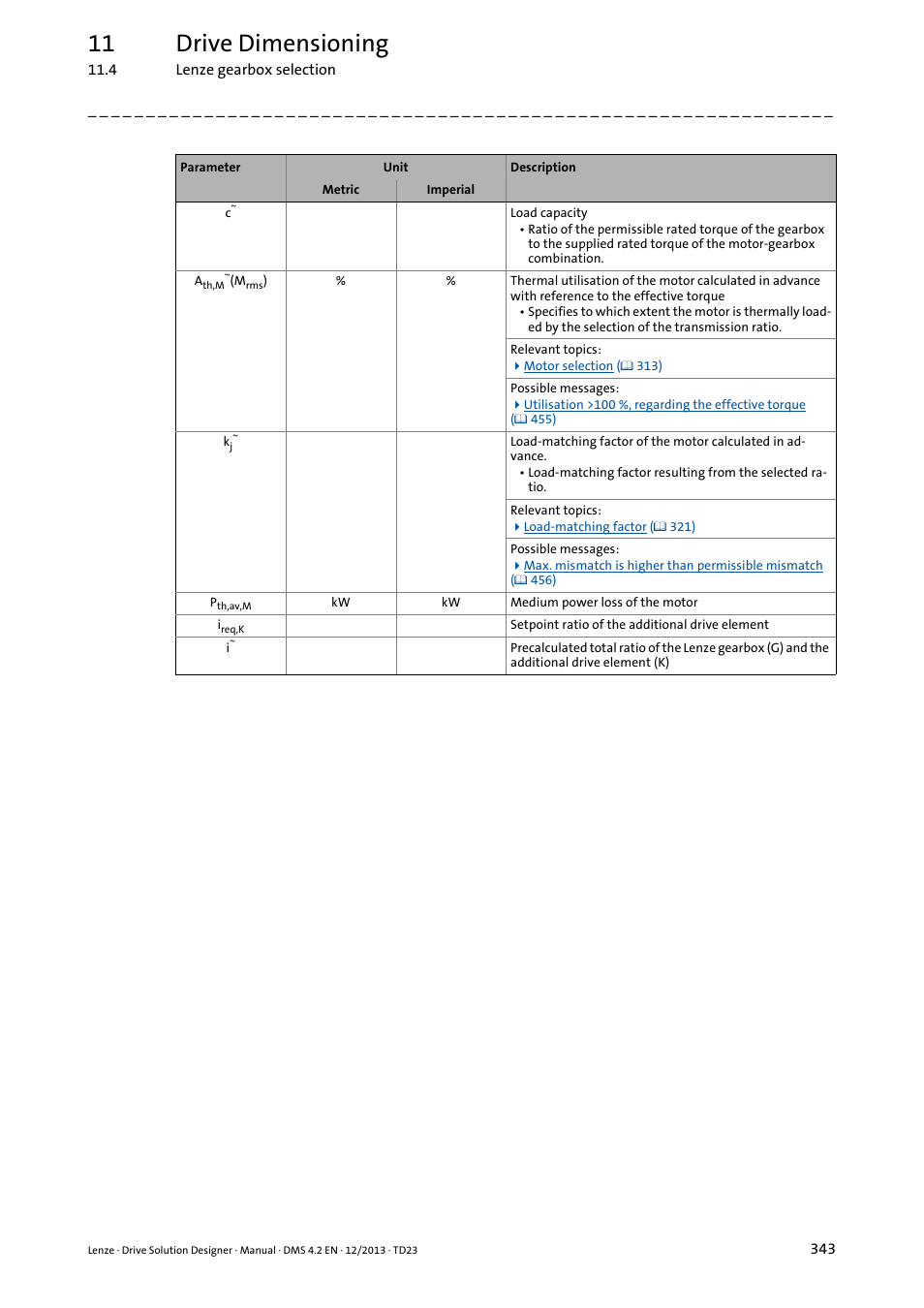 11 drive dimensioning | Lenze DSD User Manual | Page 343 / 496