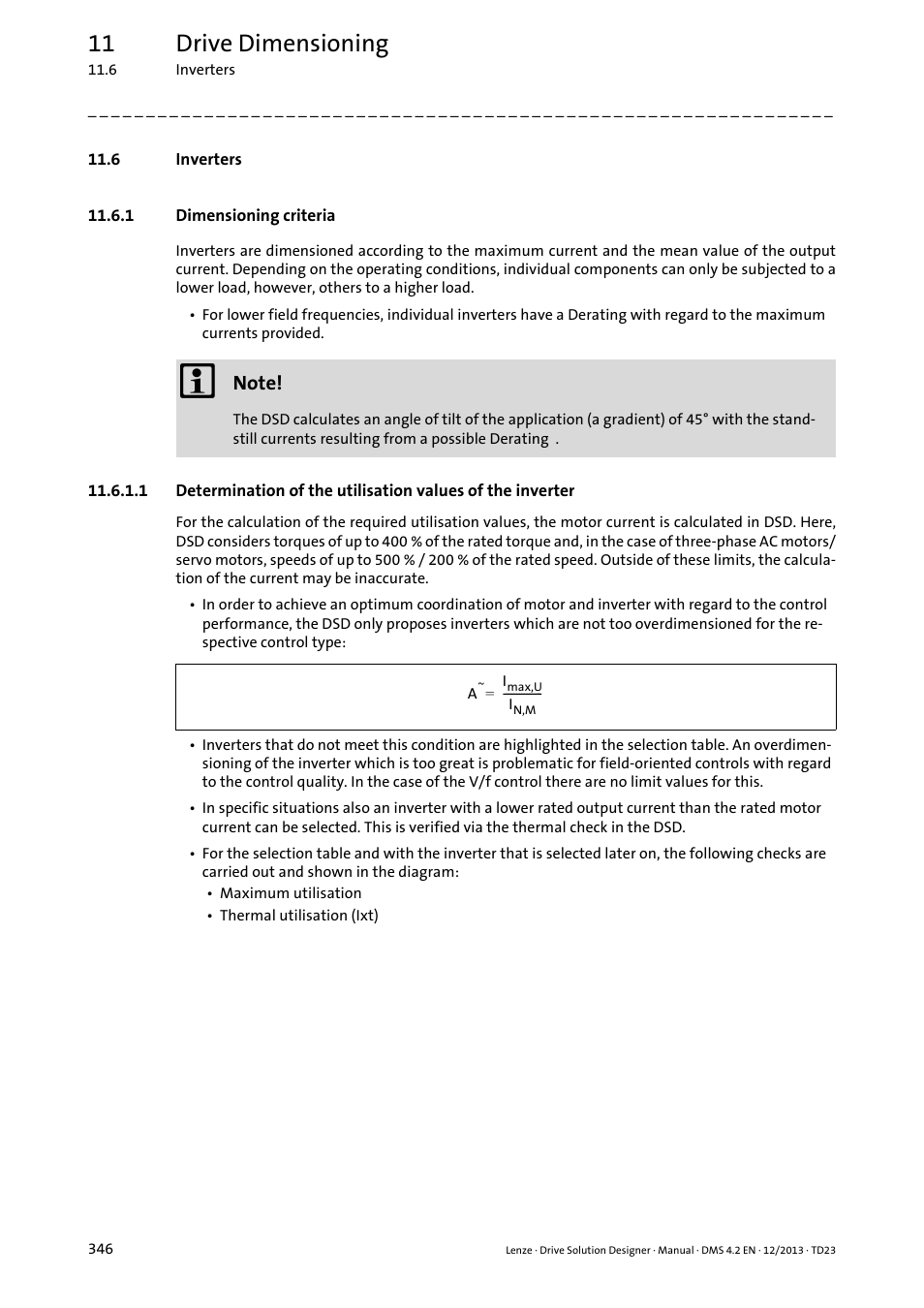 6 inverters, 1 dimensioning criteria, Inverters | 11 drive dimensioning | Lenze DSD User Manual | Page 346 / 496