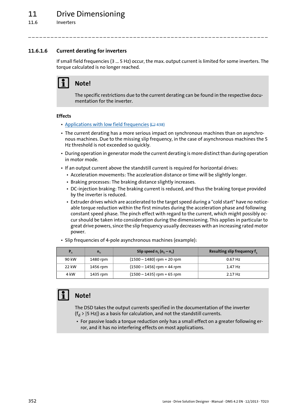 6 current derating for inverters, 11 drive dimensioning | Lenze DSD User Manual | Page 352 / 496