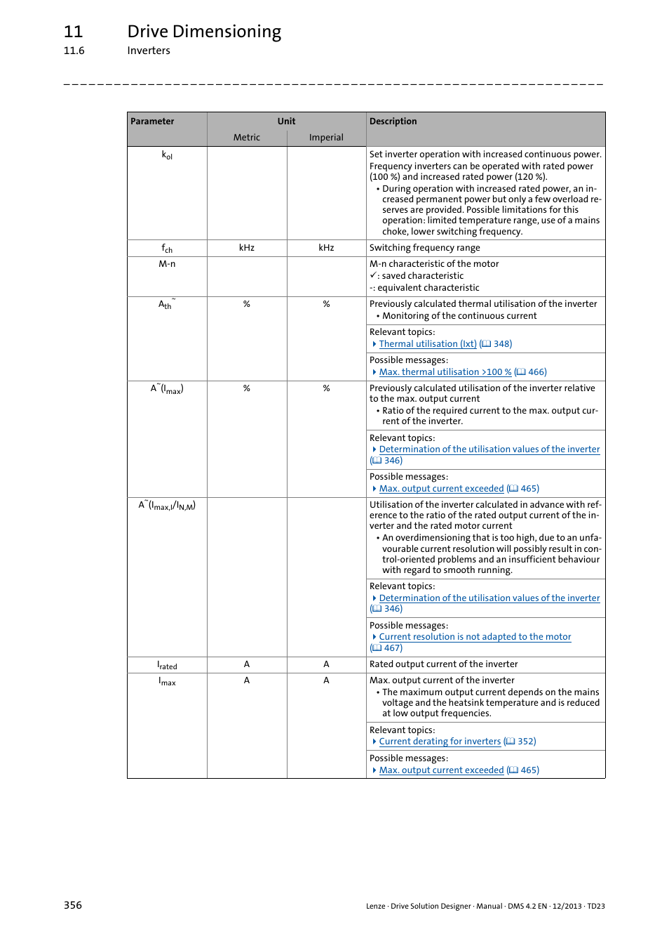 11 drive dimensioning | Lenze DSD User Manual | Page 356 / 496