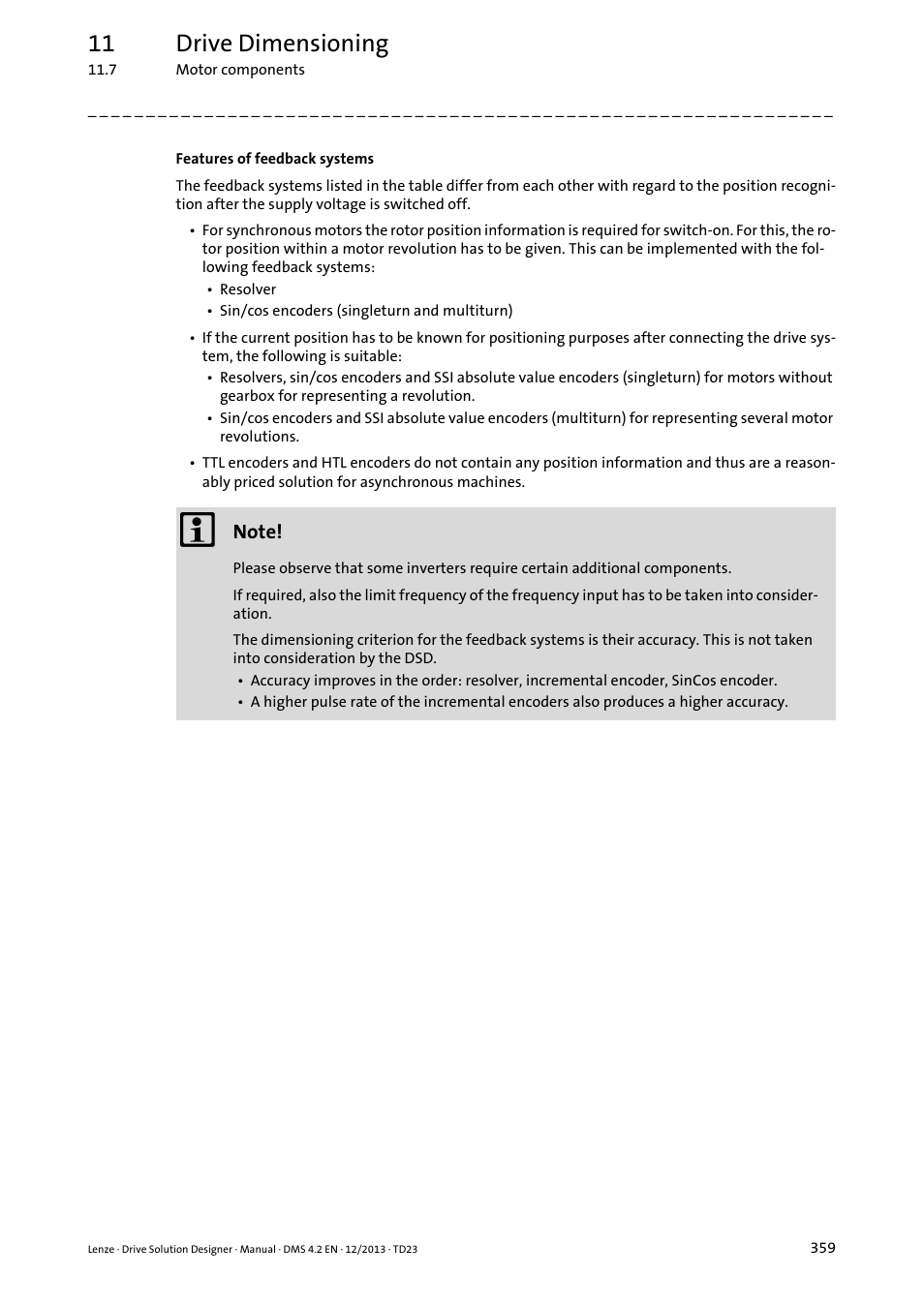 11 drive dimensioning | Lenze DSD User Manual | Page 359 / 496