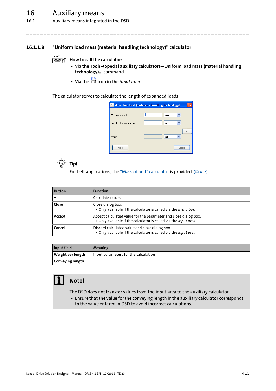 Culator ( 415), 16 auxiliary means | Lenze DSD User Manual | Page 415 / 496