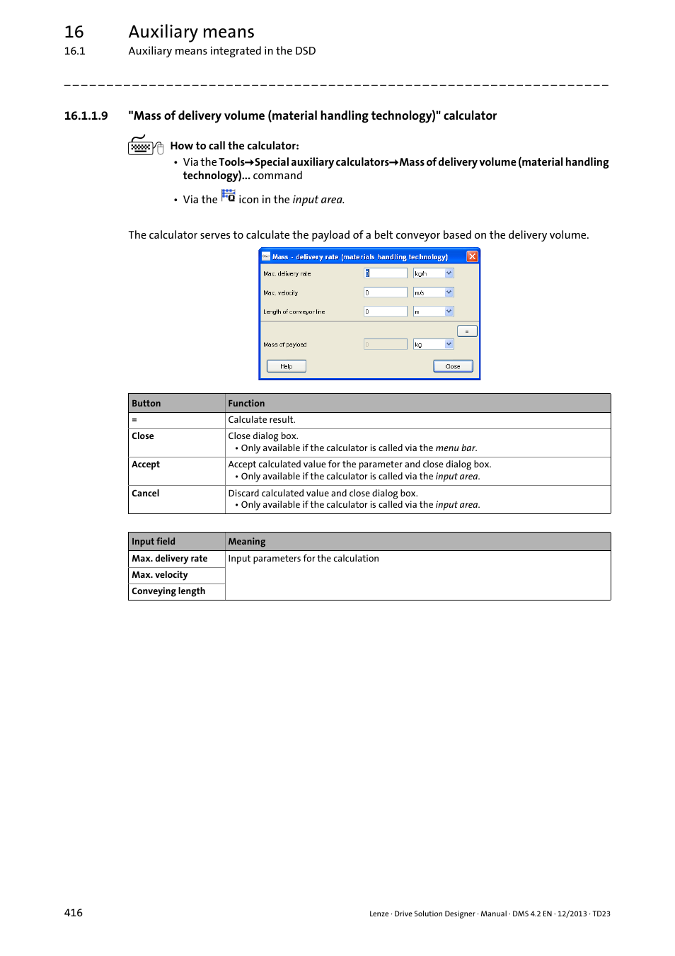 Calculator ( 416), 16 auxiliary means | Lenze DSD User Manual | Page 416 / 496