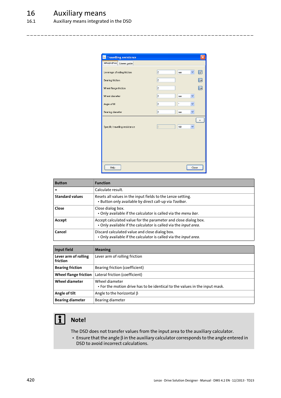 16 auxiliary means | Lenze DSD User Manual | Page 420 / 496