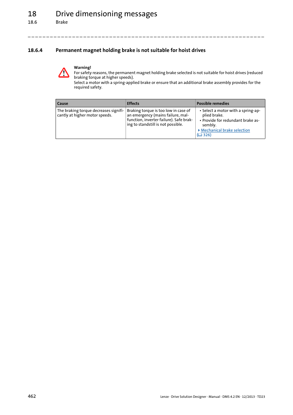 18 drive dimensioning messages | Lenze DSD User Manual | Page 462 / 496