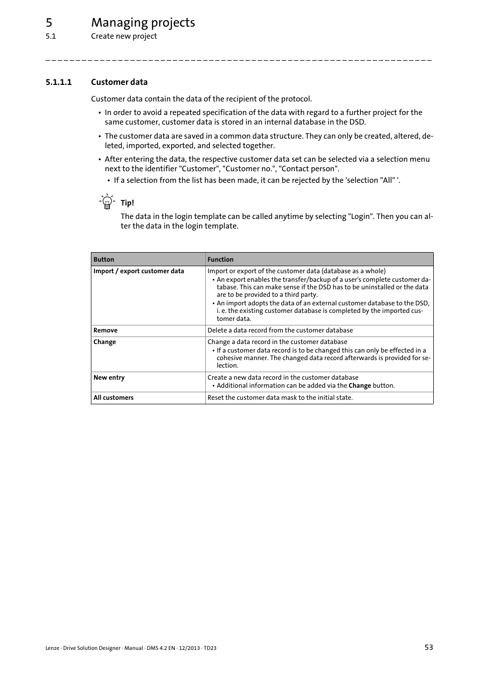 1 customer data, 5managing projects | Lenze DSD User Manual | Page 53 / 496