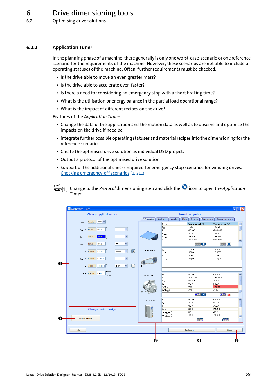 2 application tuner, Application tuner, 6drive dimensioning tools | Lenze DSD User Manual | Page 59 / 496