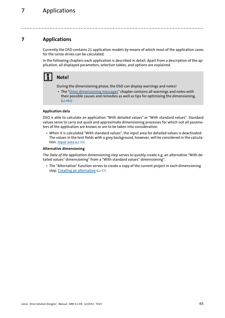 7 applications, Applications, 7applications | Lenze DSD User Manual | Page 65 / 496
