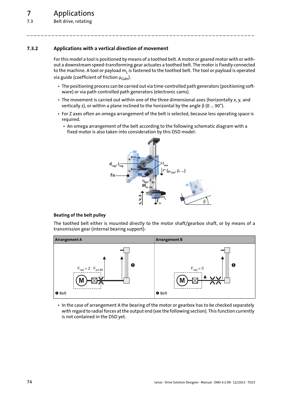 Applications with a vertical direction of movement, 7applications | Lenze DSD User Manual | Page 74 / 496