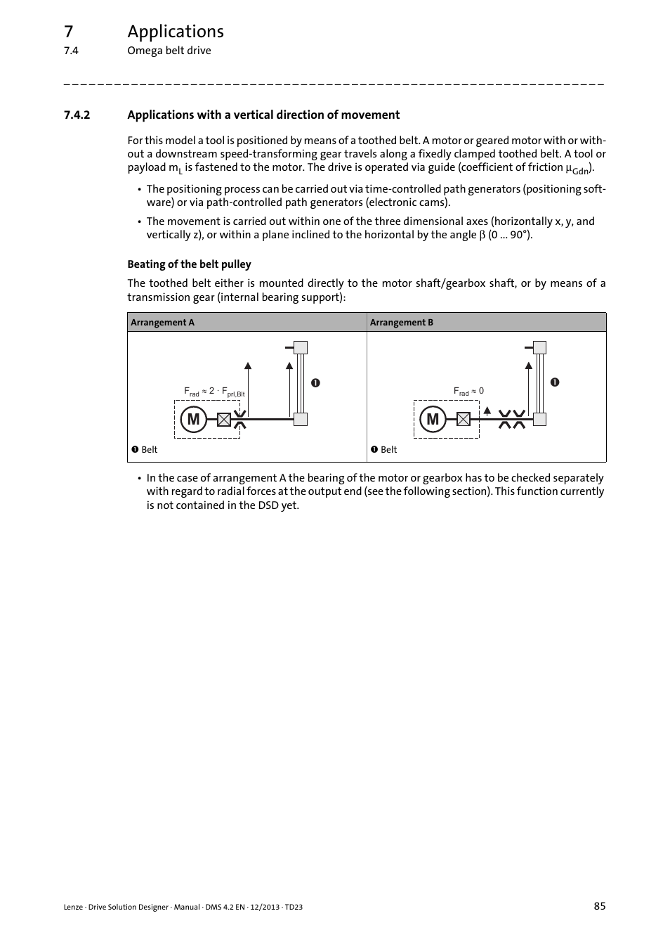 Applications with a vertical direction of movement, 7applications | Lenze DSD User Manual | Page 85 / 496