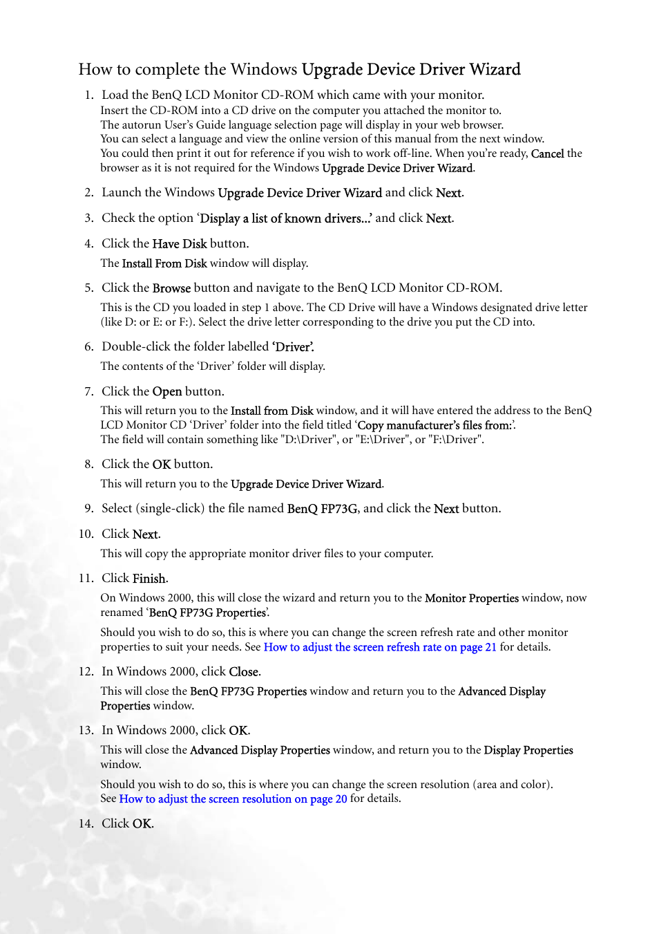 BenQ FP73G User Manual | Page 18 / 36