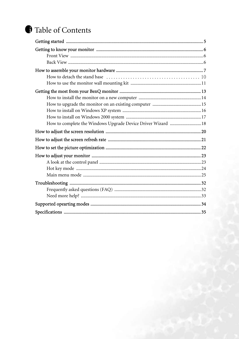 BenQ FP73G User Manual | Page 3 / 36