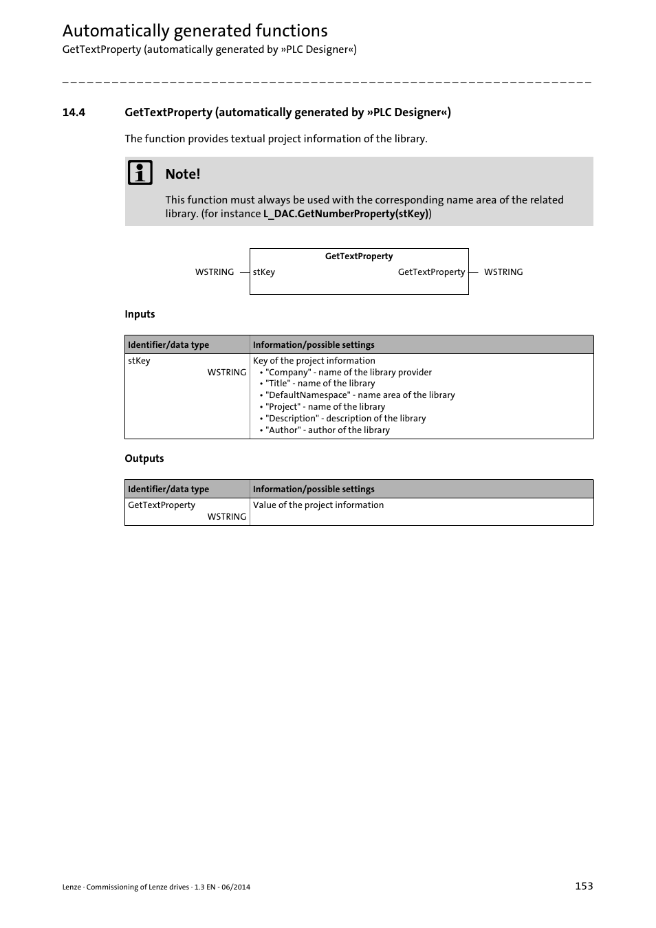 Automatically generated functions | Lenze PLC Designer R3-x User Manual | Page 153 / 159