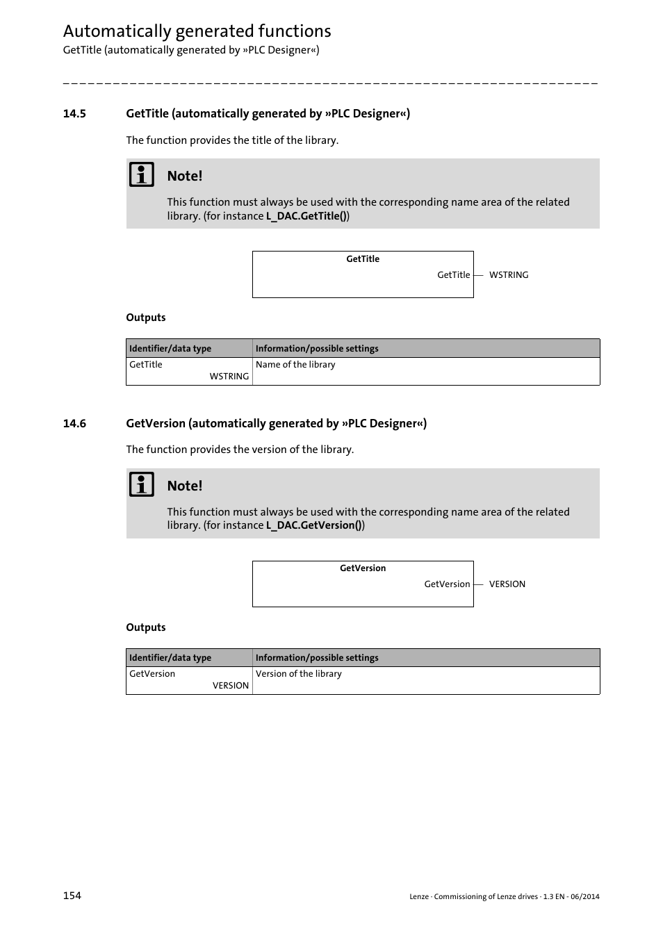 Automatically generated functions | Lenze PLC Designer R3-x User Manual | Page 154 / 159