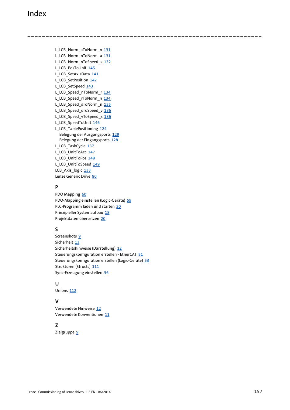 Index | Lenze PLC Designer R3-x User Manual | Page 157 / 159