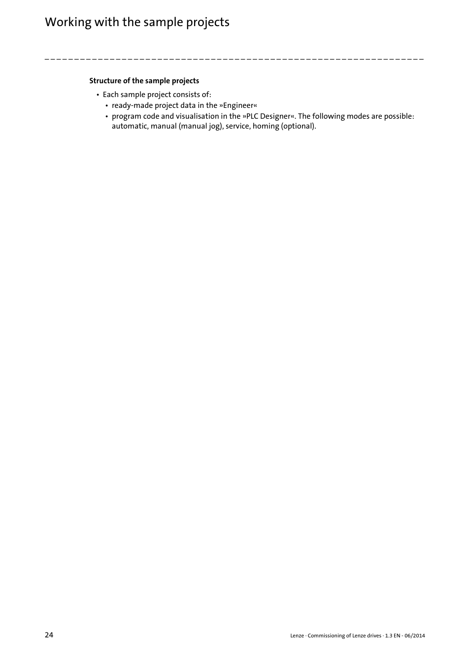 Working with the sample projects | Lenze PLC Designer R3-x User Manual | Page 24 / 159
