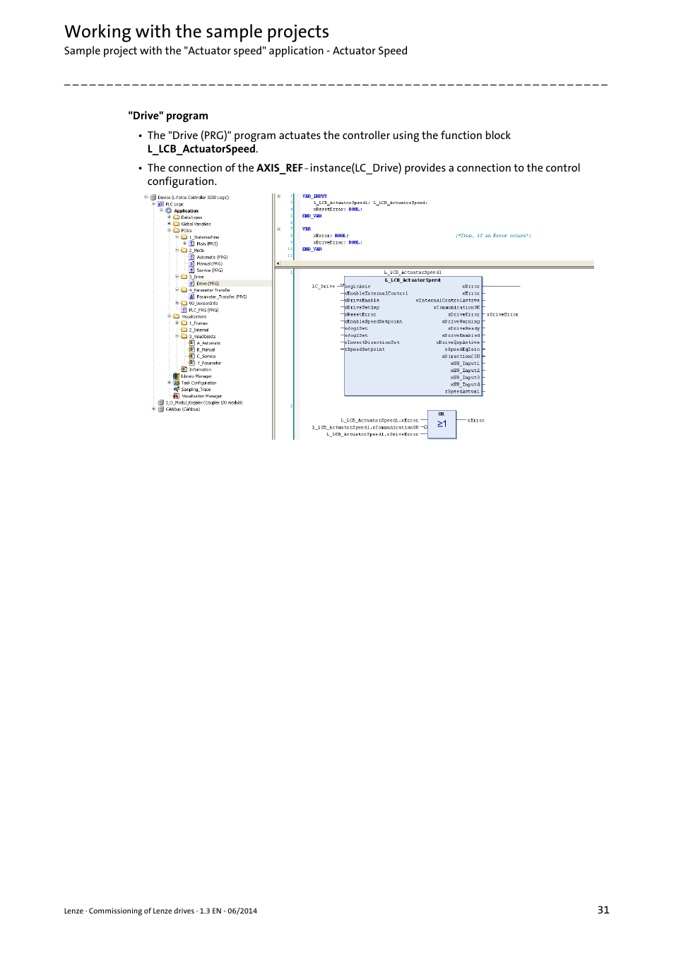 Working with the sample projects | Lenze PLC Designer R3-x User Manual | Page 31 / 159