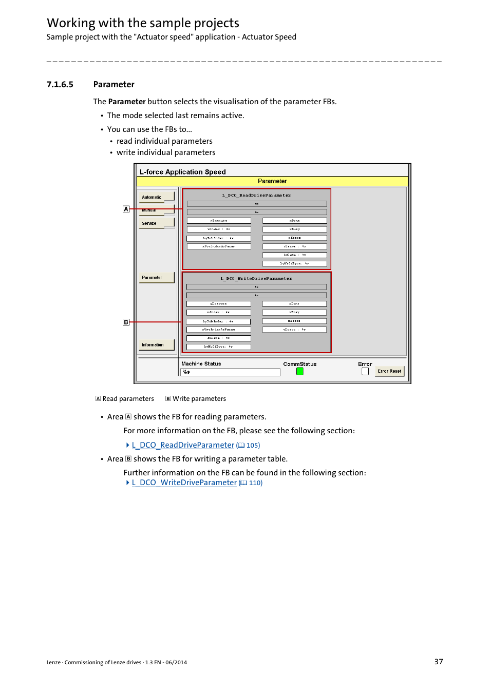 5 parameter, Parameter, Working with the sample projects | Lenze PLC Designer R3-x User Manual | Page 37 / 159