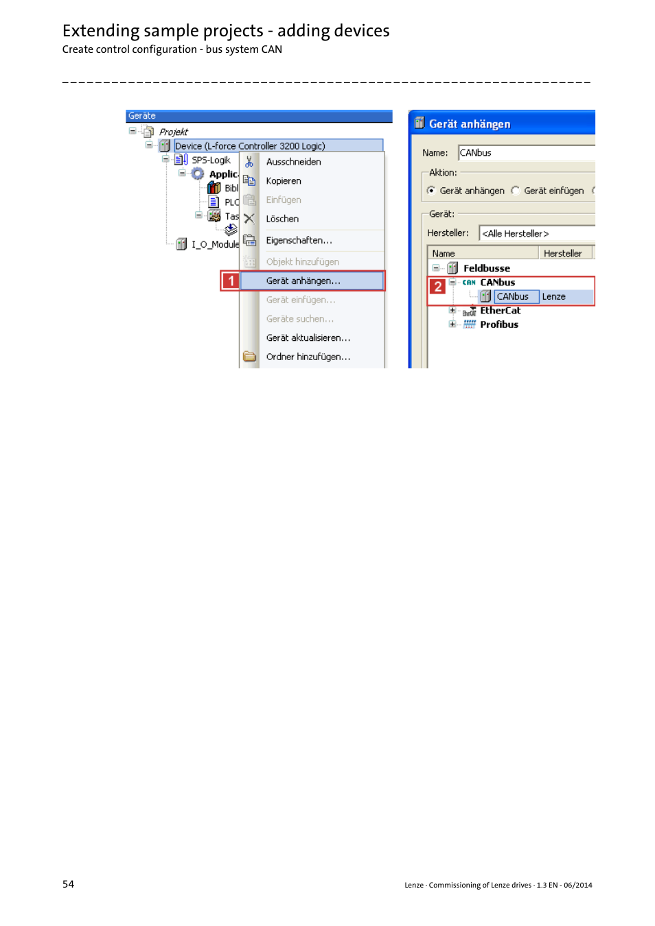 Extending sample projects - adding devices | Lenze PLC Designer R3-x User Manual | Page 54 / 159