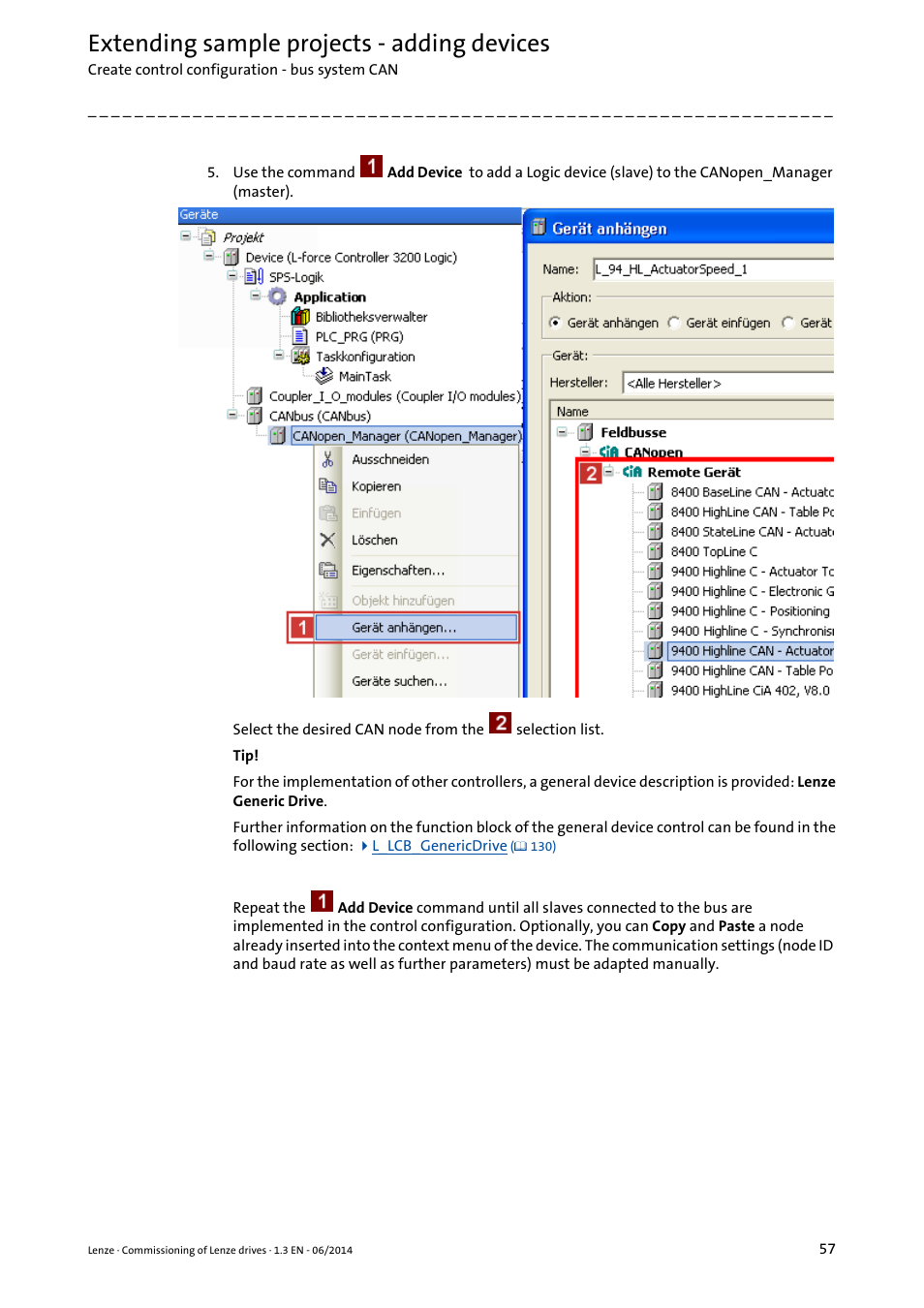 Extending sample projects - adding devices | Lenze PLC Designer R3-x User Manual | Page 57 / 159