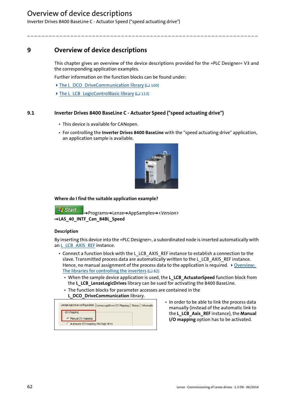 9 overview of device descriptions, Overview of device descriptions, 9overview of device descriptions | Lenze PLC Designer R3-x User Manual | Page 62 / 159