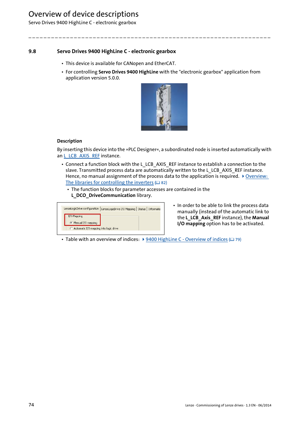 Overview of device descriptions | Lenze PLC Designer R3-x User Manual | Page 74 / 159