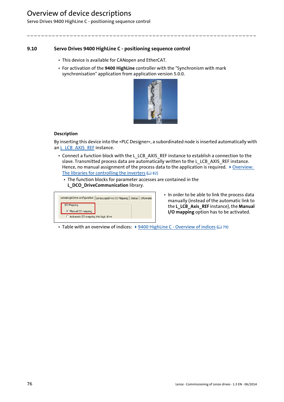 Overview of device descriptions | Lenze PLC Designer R3-x User Manual | Page 76 / 159