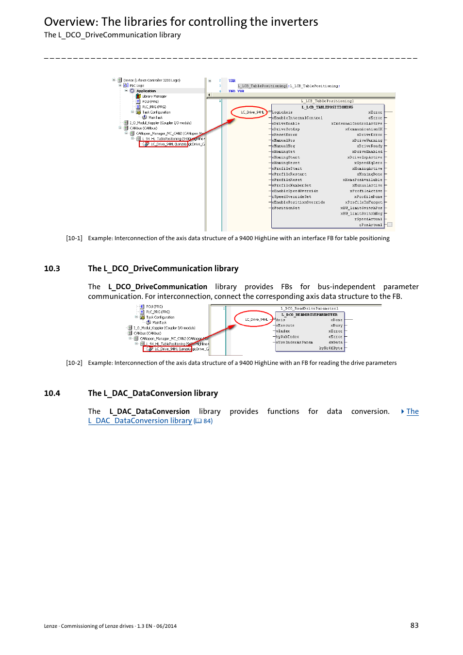 3 the l_dco_drivecommunication library, 4 the l_dac_dataconversion library | Lenze PLC Designer R3-x User Manual | Page 83 / 159