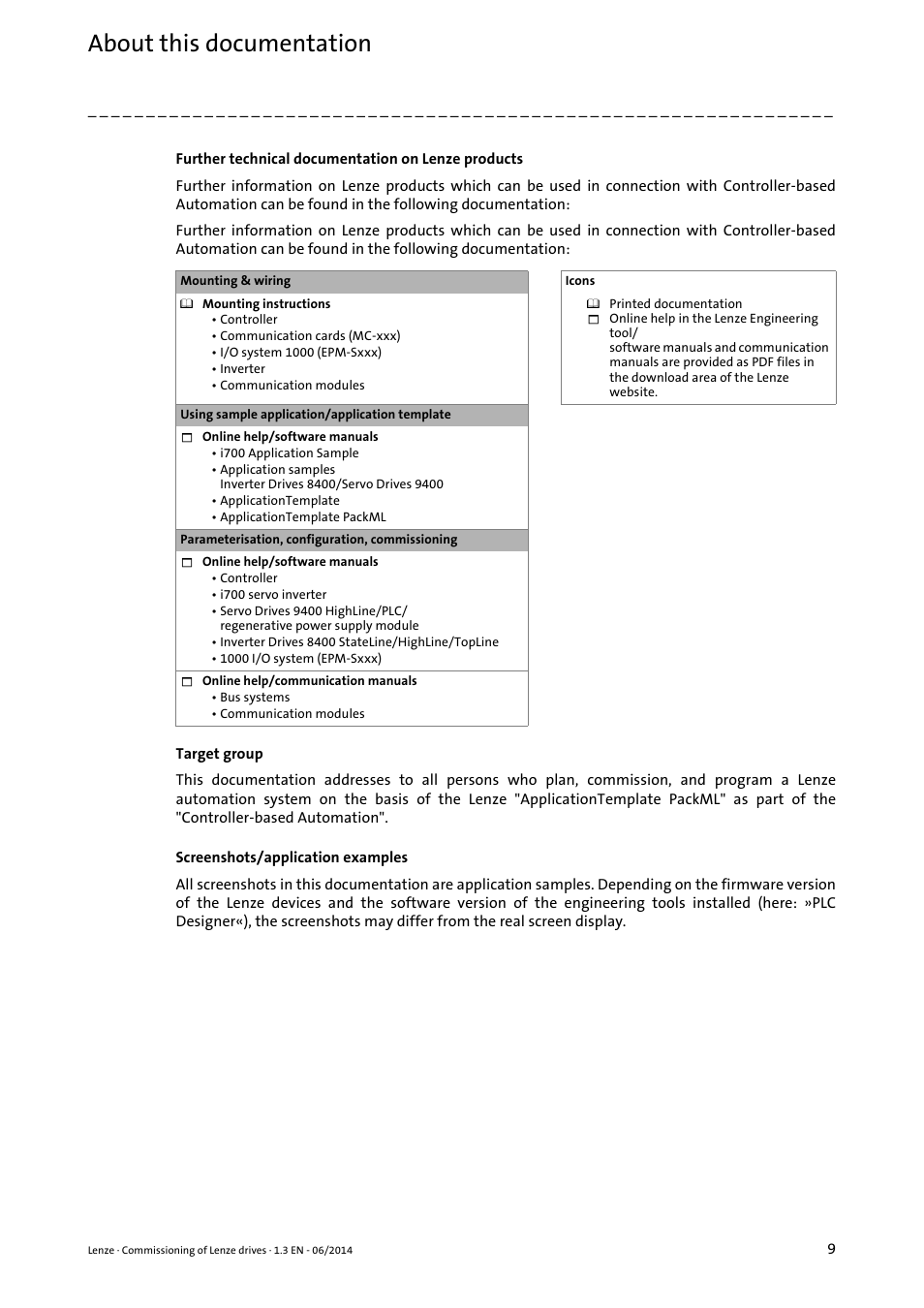 About this documentation | Lenze PLC Designer R3-x User Manual | Page 9 / 159