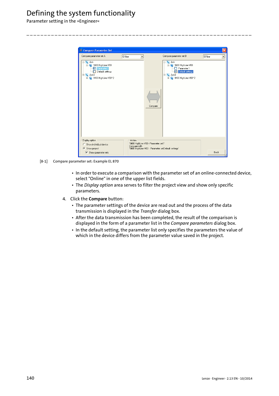 Defining the system functionality | Lenze Engineer v2.21 User Manual | Page 140 / 312